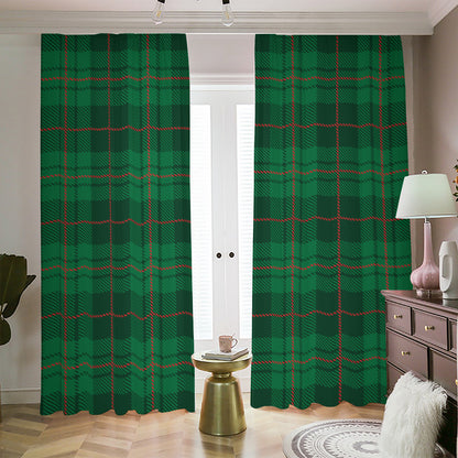Green And Red Stewart Tartan Print Blackout Pencil Pleat Curtains