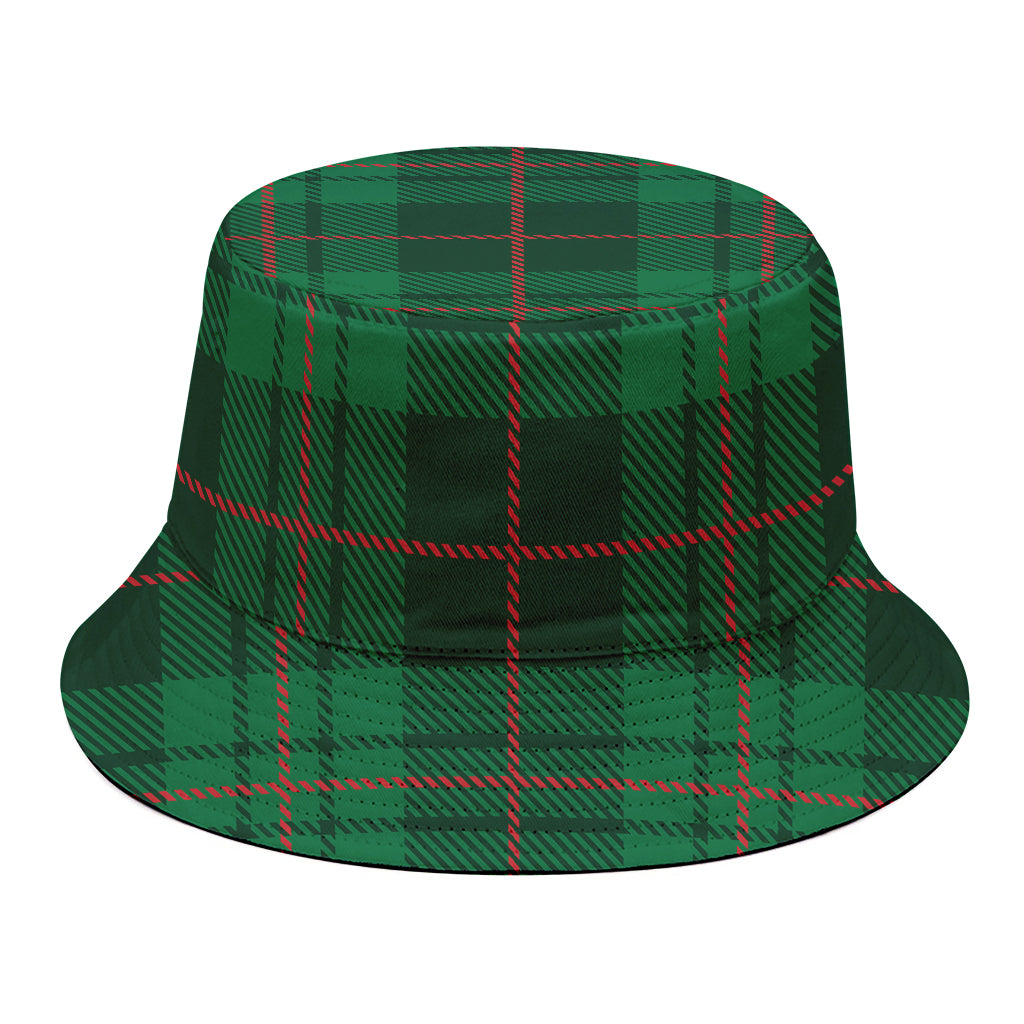 Green And Red Stewart Tartan Print Bucket Hat