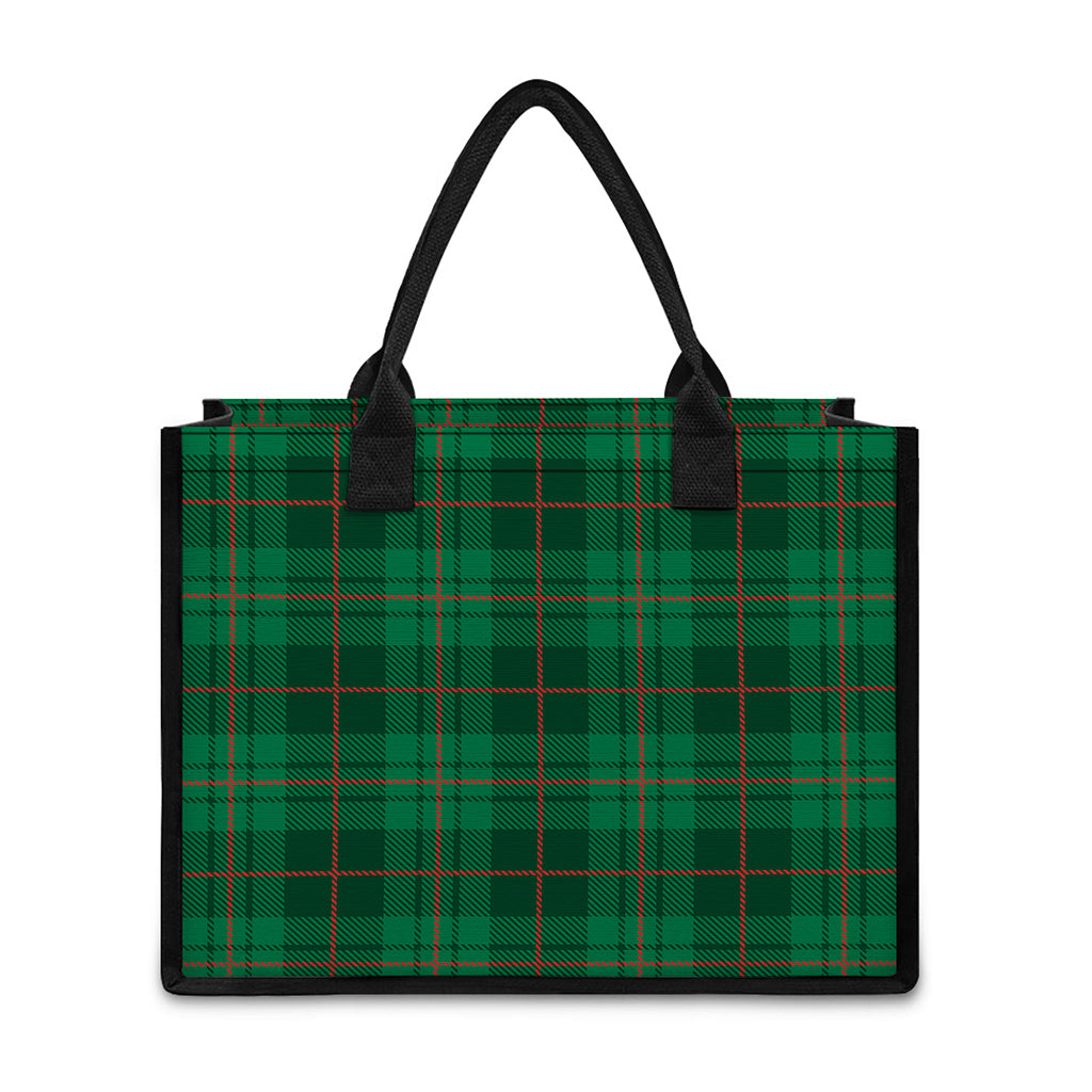 Green And Red Stewart Tartan Print Canvas Tote Bag