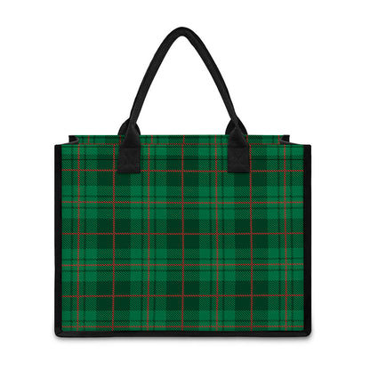 Green And Red Stewart Tartan Print Canvas Tote Bag