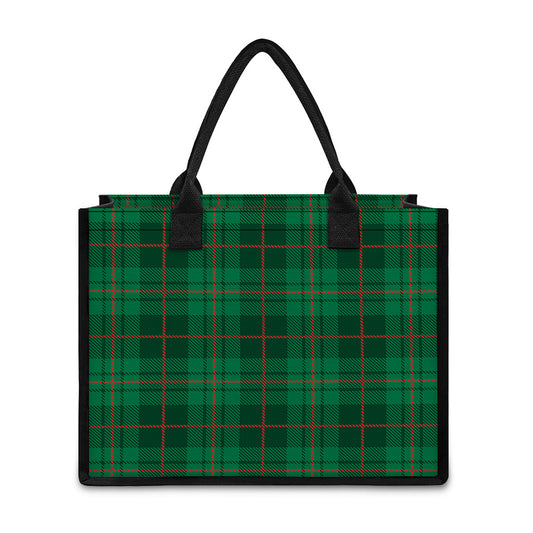Green And Red Stewart Tartan Print Canvas Tote Bag