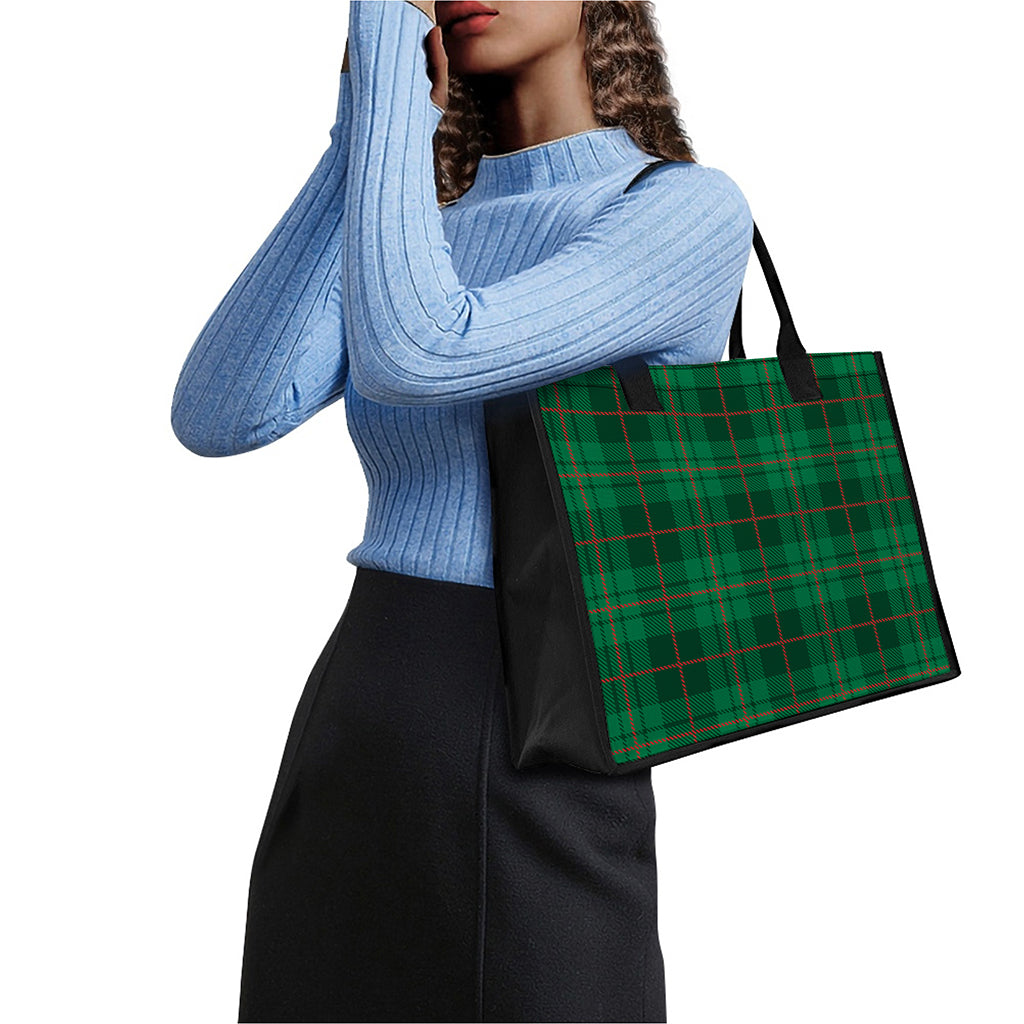 Green And Red Stewart Tartan Print Canvas Tote Bag