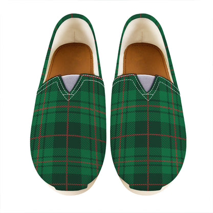 Green And Red Stewart Tartan Print Casual Shoes