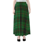 Green And Red Stewart Tartan Print Chiffon Maxi Skirt