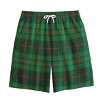 Green And Red Stewart Tartan Print Cotton Shorts
