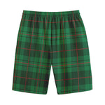 Green And Red Stewart Tartan Print Cotton Shorts