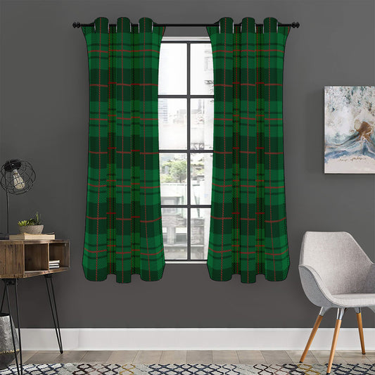Green And Red Stewart Tartan Print Curtain