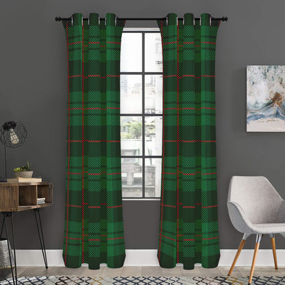 Green And Red Stewart Tartan Print Curtain