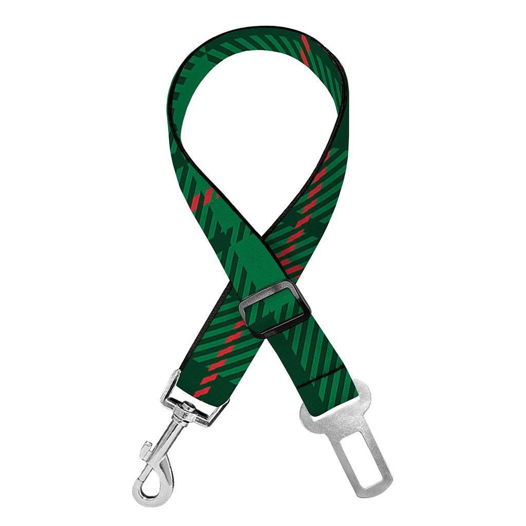 Green And Red Stewart Tartan Print Dog Seat Belt