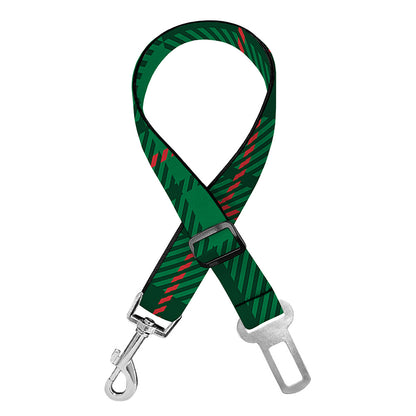 Green And Red Stewart Tartan Print Dog Seat Belt