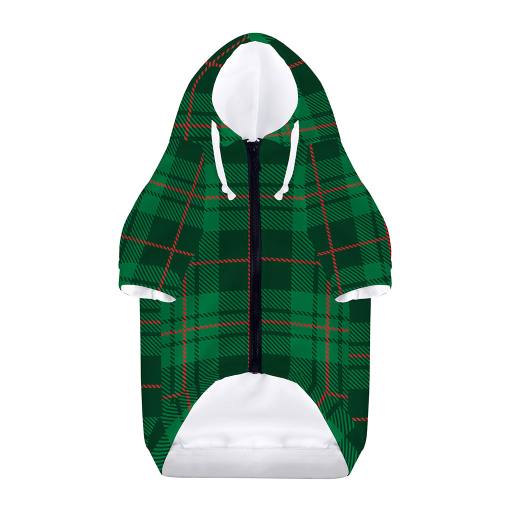 Green And Red Stewart Tartan Print Dog Zip Up Hoodie