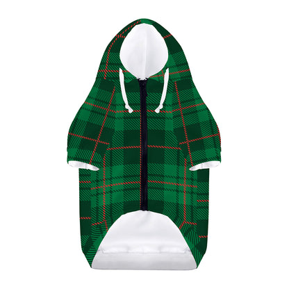 Green And Red Stewart Tartan Print Dog Zip Up Hoodie