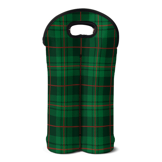 Green And Red Stewart Tartan Print Double Neoprene Wine Tote