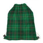 Green And Red Stewart Tartan Print Drawstring Bag