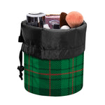 Green And Red Stewart Tartan Print Drawstring Makeup Bag