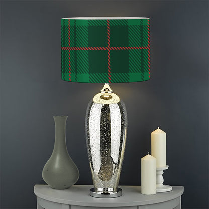 Green And Red Stewart Tartan Print Drum Lamp Shade
