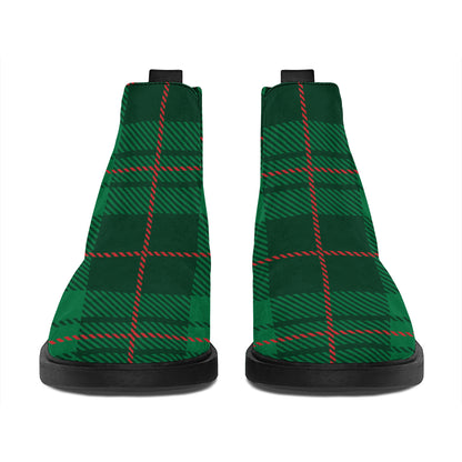Green And Red Stewart Tartan Print Flat Ankle Boots