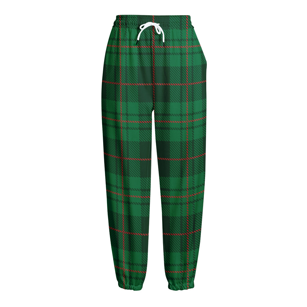 Green And Red Stewart Tartan Print Fleece Lined Knit Pants