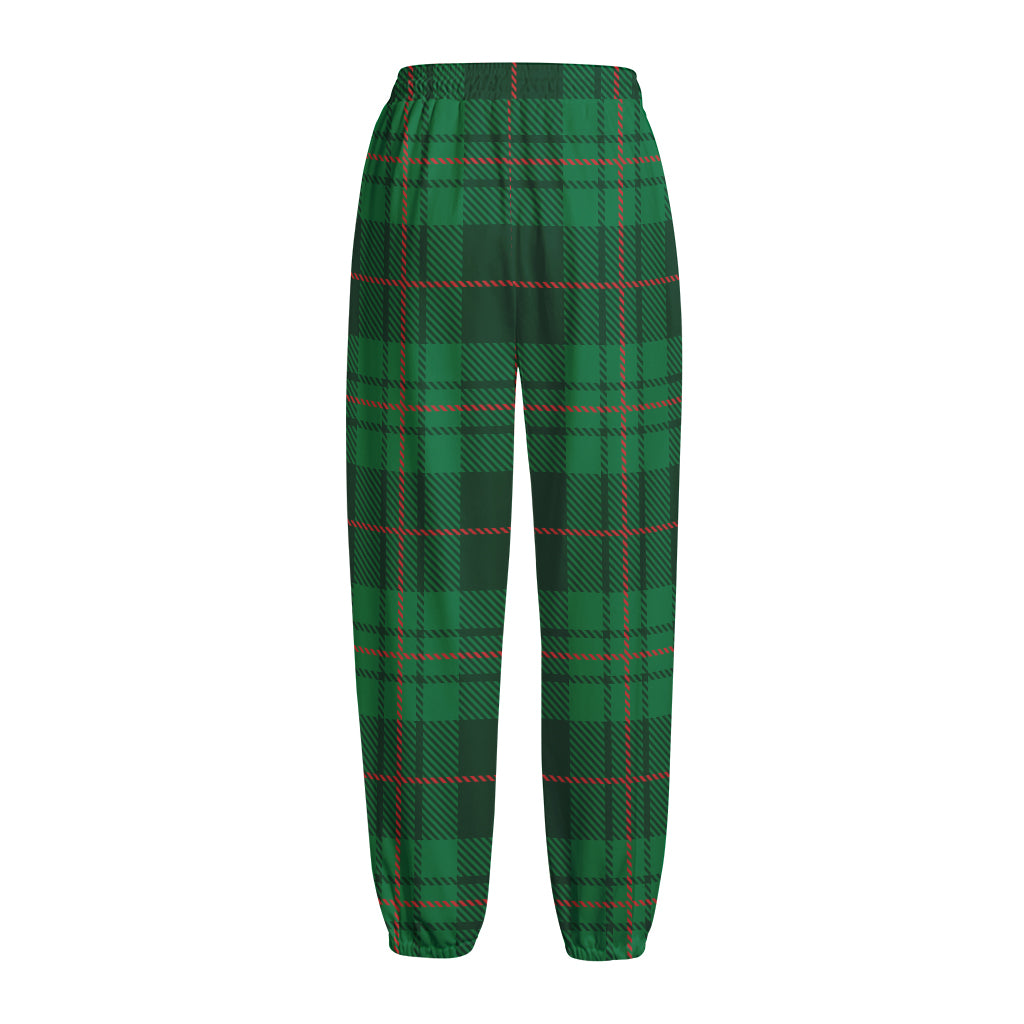 Green And Red Stewart Tartan Print Fleece Lined Knit Pants