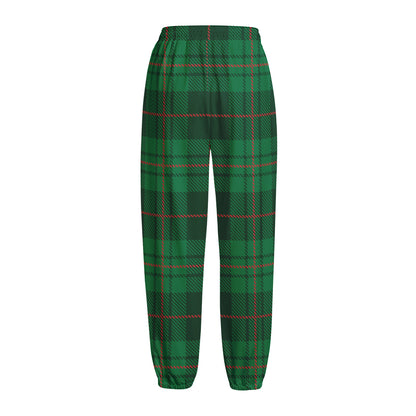 Green And Red Stewart Tartan Print Fleece Lined Knit Pants