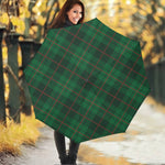 Green And Red Stewart Tartan Print Foldable Umbrella