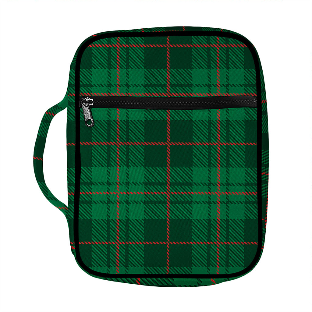 Green And Red Stewart Tartan Print Front Pocket Bible Bag
