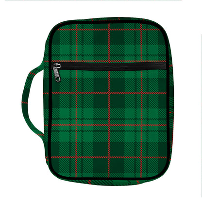 Green And Red Stewart Tartan Print Front Pocket Bible Bag