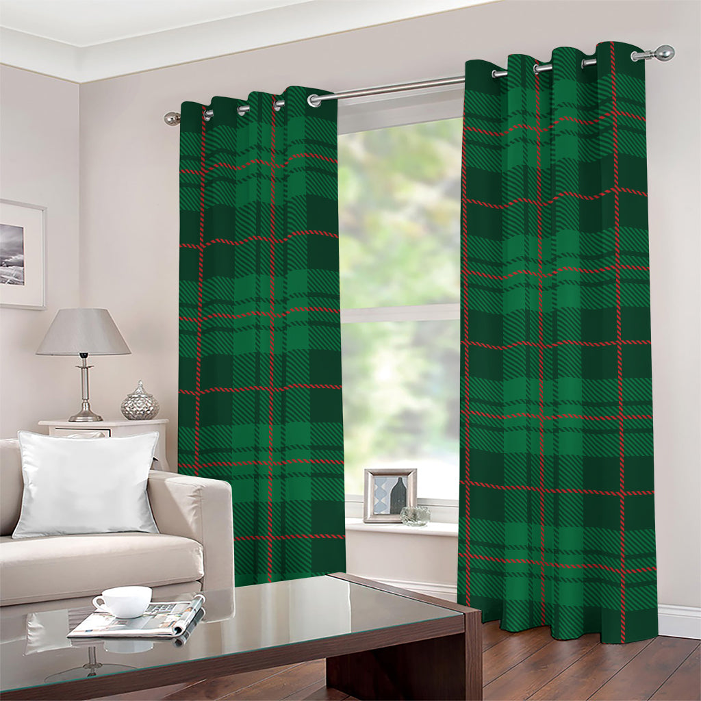 Green And Red Stewart Tartan Print Grommet Curtains