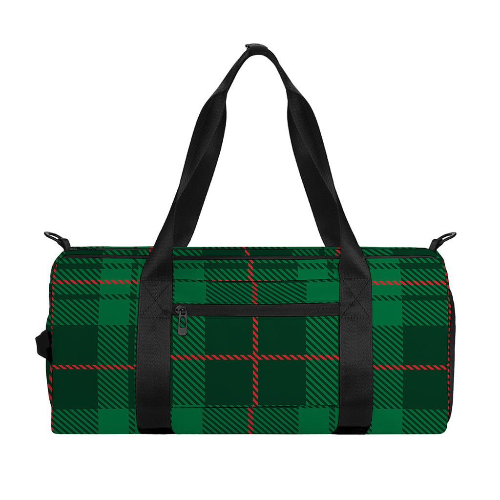 Green And Red Stewart Tartan Print Gym Bag