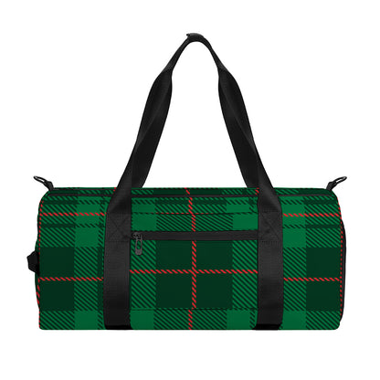 Green And Red Stewart Tartan Print Gym Bag