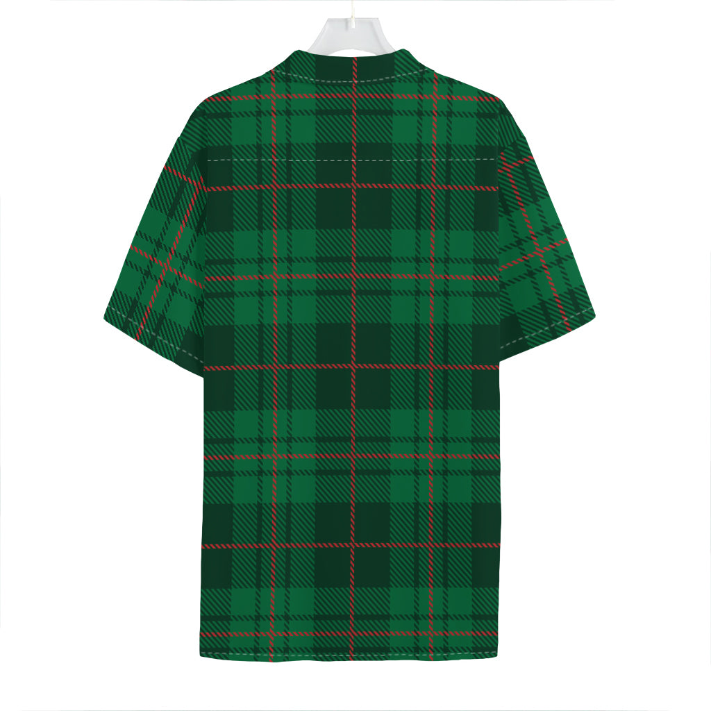 Green And Red Stewart Tartan Print Hawaiian Shirt