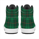 Green And Red Stewart Tartan Print High Top Leather Sneakers