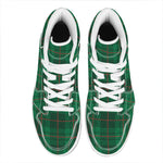 Green And Red Stewart Tartan Print High Top Leather Sneakers