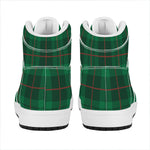 Green And Red Stewart Tartan Print High Top Leather Sneakers