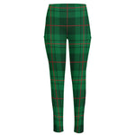 Green And Red Stewart Tartan Print High-Waisted Pocket Leggings