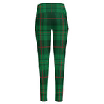 Green And Red Stewart Tartan Print High-Waisted Pocket Leggings
