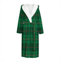 Green And Red Stewart Tartan Print Hooded Bathrobe