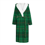 Green And Red Stewart Tartan Print Hooded Bathrobe