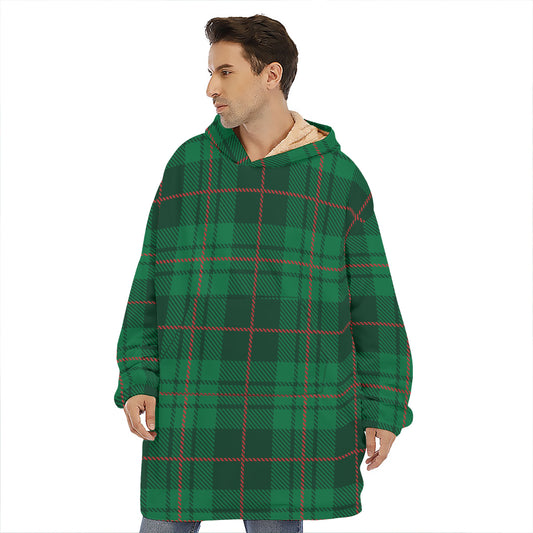 Green And Red Stewart Tartan Print Hoodie Blanket