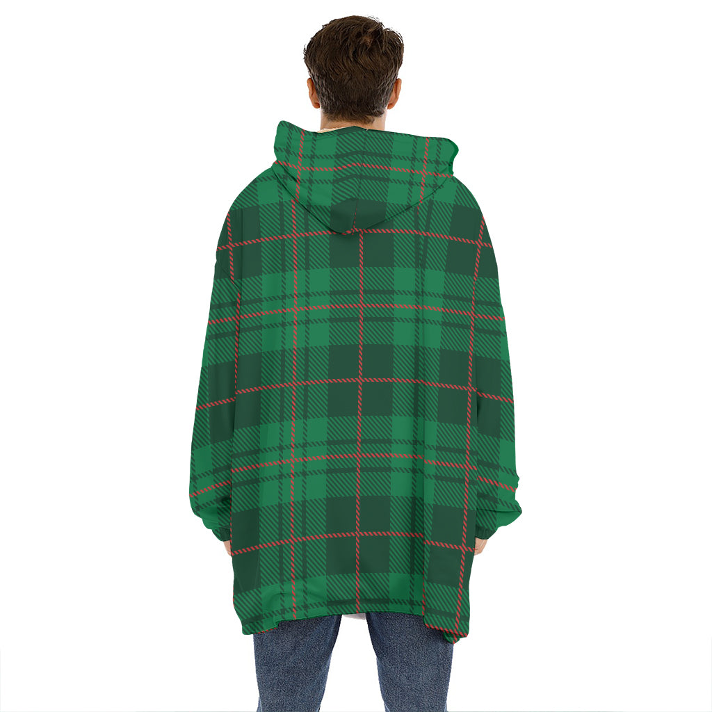 Green And Red Stewart Tartan Print Hoodie Blanket
