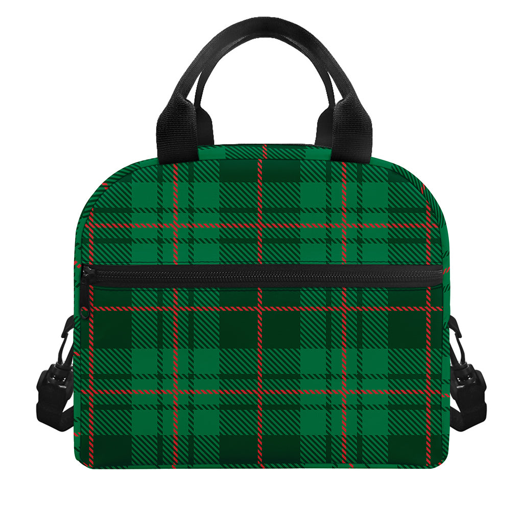 Green And Red Stewart Tartan Print Insulated Lunch Bag