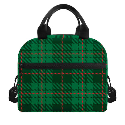 Green And Red Stewart Tartan Print Insulated Lunch Bag