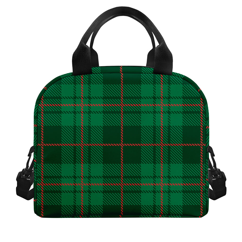 Green And Red Stewart Tartan Print Insulated Lunch Bag
