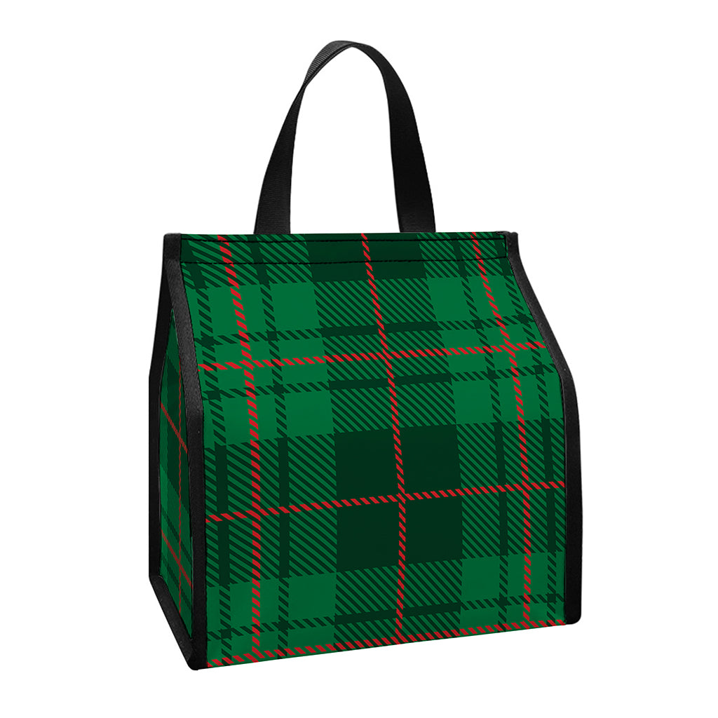 Green And Red Stewart Tartan Print Insulated Lunch Tote