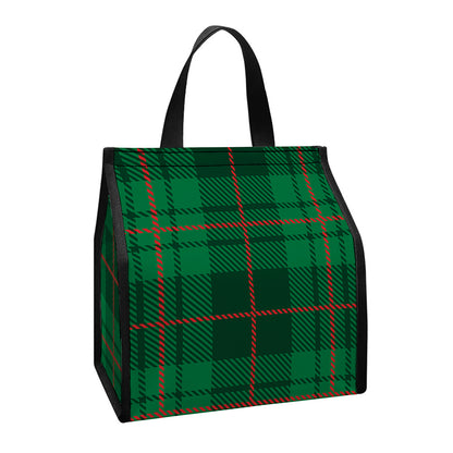 Green And Red Stewart Tartan Print Insulated Lunch Tote