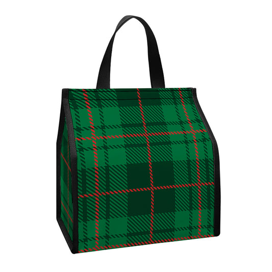 Green And Red Stewart Tartan Print Insulated Lunch Tote