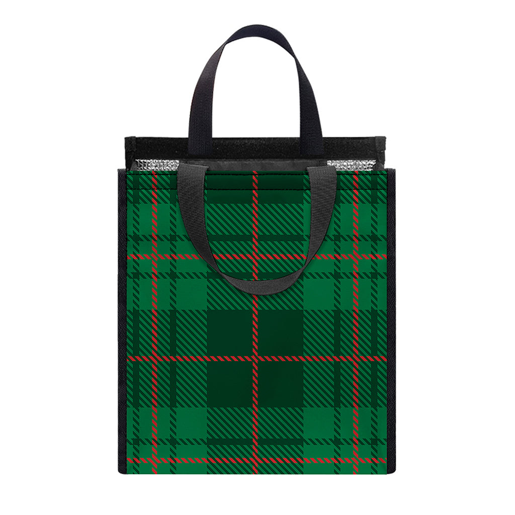 Green And Red Stewart Tartan Print Insulated Lunch Tote
