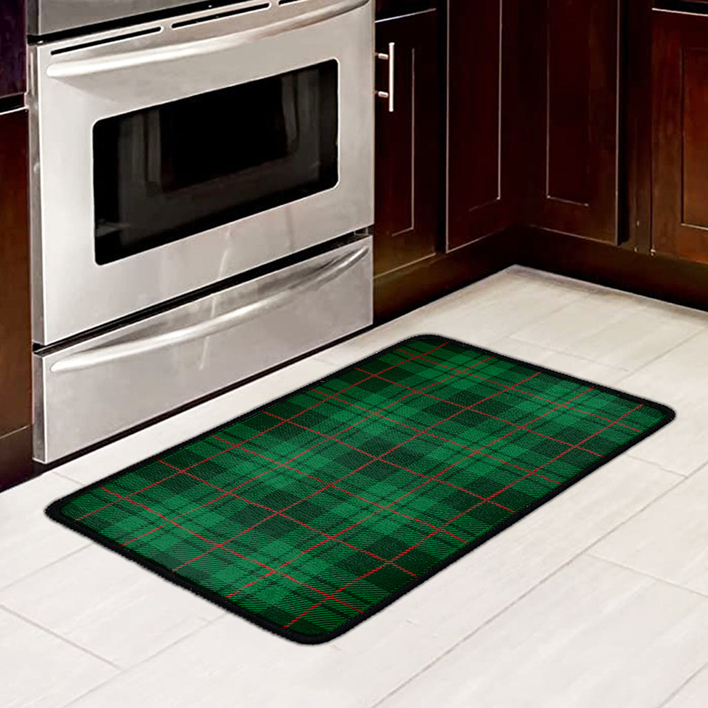 Green And Red Stewart Tartan Print Kitchen Mat