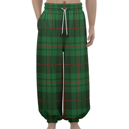 Green And Red Stewart Tartan Print Lantern Pants