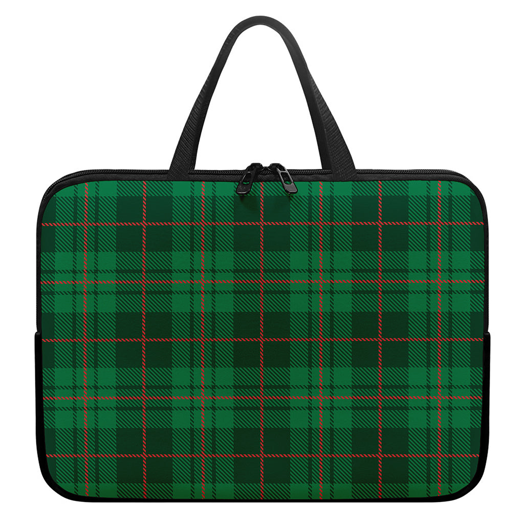 Green And Red Stewart Tartan Print Laptop Sleeve With Handle